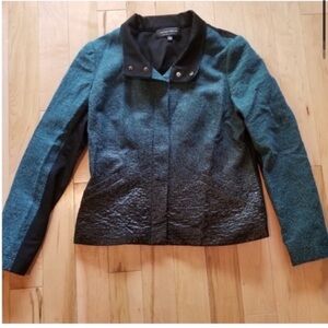 Hilton Hollis Jacket zip up ombre black teal wool blend size twelve